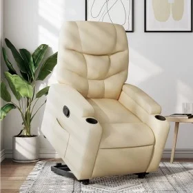 Sillón reclinable elevable de tela color crema de , Sillones - Ref: Foro24-3204605, Precio: 282,99 €, Descuento: %