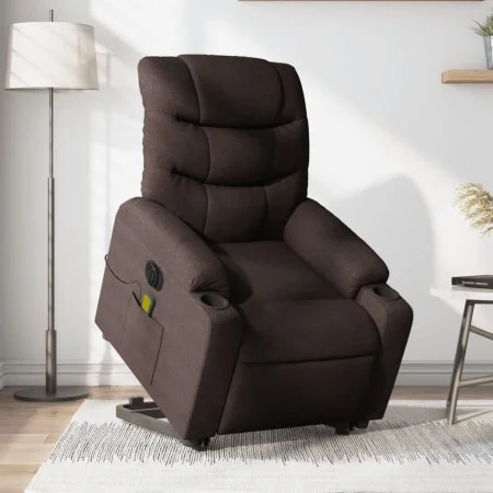 Sillón masaje eléctrico reclinable elevable tela marrón oscuro de , Sillones - Ref: Foro24-3206677, Precio: 394,53 €, Descuen...