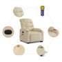 Sillón de masaje eléctrico reclinable elevable tela crema de , Sillones - Ref: Foro24-3206680, Precio: 367,55 €, Descuento: %