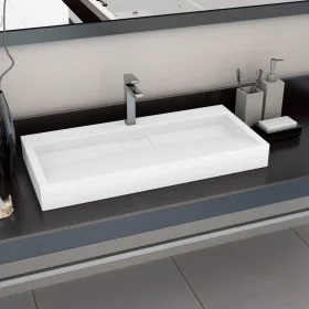 Lavabo 100x46x11 cm resina mineral/mármol blanco de vidaXL, Lavabos - Ref: Foro24-144066, Precio: 276,36 €, Descuento: %
