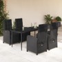 Set de muebles jardín 5 pzas con cojines ratán sintético negro en Conjuntos de jardín | Comprar online en Foru.es