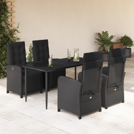 Set de muebles jardín 5 pzas con cojines ratán sintético negro en Conjuntos de jardín | Comprar online en Foru.es