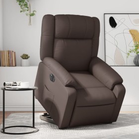 Sillón reclinable elevable eléctrico de cuero sintético marrón de , Sillones - Ref: Foro24-3205166, Precio: 319,56 €, Descuen...