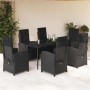Set de comedor de jardín 7 pzas y cojines ratán sintético negro en Conjuntos de jardín | Comprar online en Foru.es