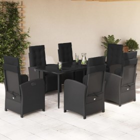 Set de comedor de jardín 7 pzas y cojines ratán sintético negro en Conjuntos de jardín | Comprar online en Foru.es