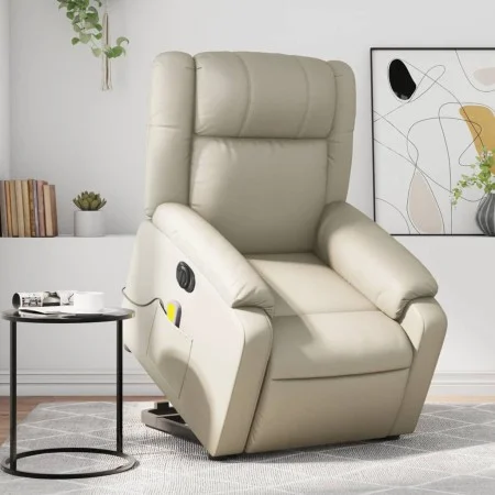 Sillón de masaje elevable eléctrico cuero sintético crema de , Sillones - Ref: Foro24-3205172, Precio: 415,68 €, Descuento: %