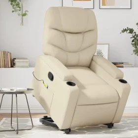 Sillón reclinable de masaje de pie cuero artificial color crema de , Sillones - Ref: Foro24-3204666, Precio: 321,06 €, Descue...