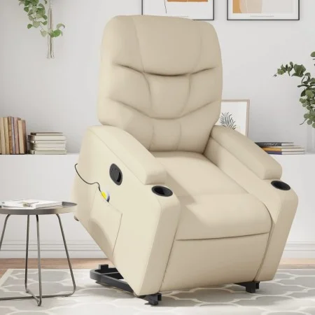 Sillón reclinable de masaje de pie cuero artificial color crema de , Sillones - Ref: Foro24-3204666, Precio: 321,06 €, Descue...