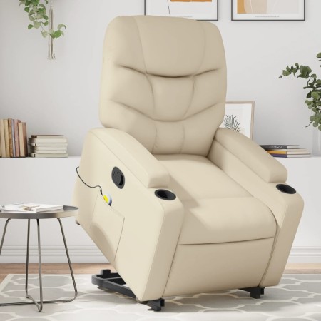 Sillón reclinable de masaje de pie cuero artificial color crema de , Sillones - Ref: Foro24-3204666, Precio: 298,39 €, Descue...