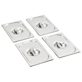 Tapas para bandejas Gastronorm 1/4 acero inoxidable 4 unidades de vidaXL, Tapas de cubetas para mesas de vapor - Ref: Foro24-...