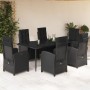 Set de comedor de jardín 7 pzas y cojines ratán sintético negro en Conjuntos de jardín | Comprar online en Foru.es
