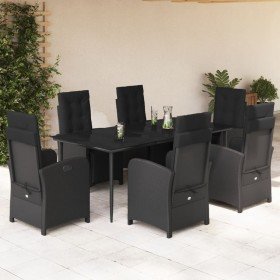 Set de comedor de jardín 7 pzas y cojines ratán sintético negro en Conjuntos de jardín | Comprar online en Foru.es