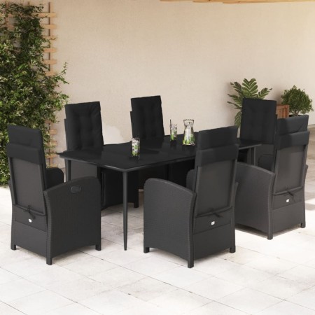 Set de comedor de jardín 7 pzas y cojines ratán sintético negro en Conjuntos de jardín | Comprar online en Foru.es