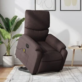 Electric reclining and lift massage armchair in dark brown fabric. by , Armchairs - Ref: Foro24-3204865, Price: 384,51 €, Dis...