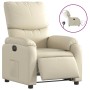 Sillón reclinable eléctrico de cuero sintético crema de , Sillones - Ref: Foro24-3204873, Precio: 271,58 €, Descuento: %