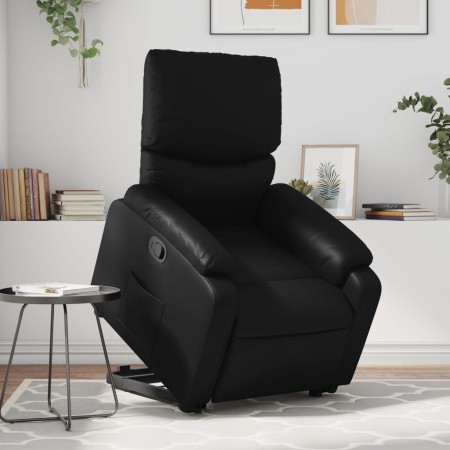 Sillón reclinable elevable cuero artificial negro de , Sillones - Ref: Foro24-3204886, Precio: 267,43 €, Descuento: %