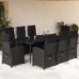 Set de comedor de jardín 9 pzas y cojines ratán sintético negro en Conjuntos de jardín | Comprar online en Foru.es