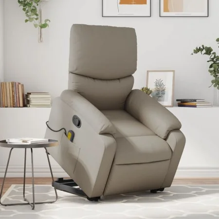 Sillón reclinable masaje pie cuero artificial color capuchino de , Sillones - Ref: Foro24-3204899, Precio: 288,54 €, Descuent...