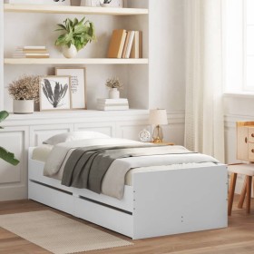 Estructura de cama con cajones blanco 90x200 cm de , Camas y somieres - Ref: Foro24-3207343, Precio: 177,58 €, Descuento: %