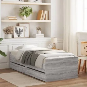 Sonomagrauer Bettrahmen mit Schubladen 100x200 cm von , Betten und Lattenroste - Ref: Foro24-3207341, Preis: 187,78 €, Rabatt: %