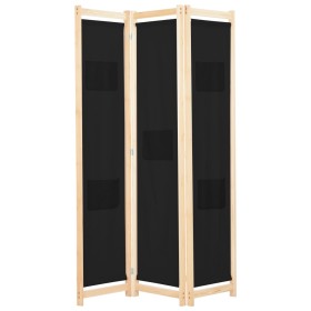 Biombo divisor 3 paneles de tela negro 120x170x4 cm de vidaXL, Divisores de ambientes - Ref: Foro24-248183, Precio: 51,35 €, ...