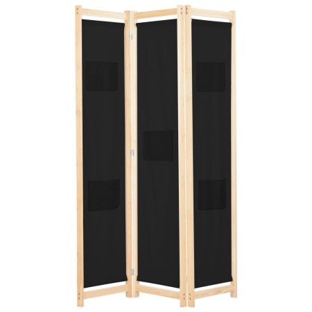 Biombo divisor 3 paneles de tela negro 120x170x4 cm de vidaXL, Divisores de ambientes - Ref: Foro24-248183, Precio: 51,35 €, ...