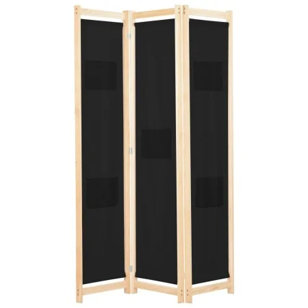 Biombo divisor 3 paneles de tela negro 120x170x4 cm de vidaXL, Divisores de ambientes - Ref: Foro24-248183, Precio: 49,71 €, ...