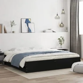 Estructura cama con cajones madera ingeniería negra 200x200 cm de , Camas y somieres - Ref: Foro24-3207246, Precio: 213,96 €,...