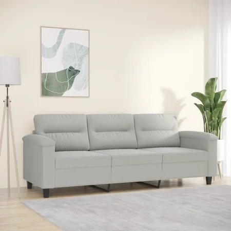 Sofá de 3 plazas de tela de microfibra gris claro 180 cm de , Sofás - Ref: Foro24-359568, Precio: 349,51 €, Descuento: %