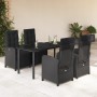 Set de muebles jardín 5 pzas con cojines ratán sintético negro en Conjuntos de jardín | Comprar online en Foru.es