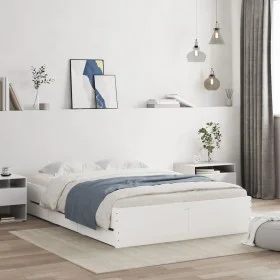 Cama con cajones madera de ingeniería blanco 120x190 cm de , Camas y somieres - Ref: Foro24-3207315, Precio: 229,98 €, Descue...