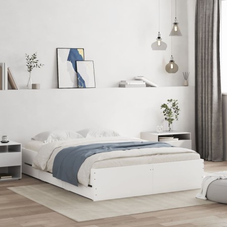 Cama con cajones madera de ingeniería blanco 120x190 cm de , Camas y somieres - Ref: Foro24-3207315, Precio: 234,64 €, Descue...