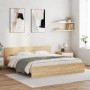 Estructura de cama con cabecero roble Sonoma 180x200 cm de , Camas y somieres - Ref: Foro24-3207464, Precio: 233,06 €, Descue...