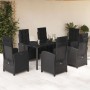 Set de comedor de jardín 7 pzas y cojines ratán sintético negro en Conjuntos de jardín | Comprar online en Foru.es