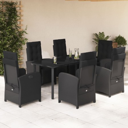 Set de comedor de jardín 7 pzas y cojines ratán sintético negro en Conjuntos de jardín | Comprar online en Foru.es