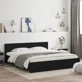 Estructura de cama con cabecero negra 160x200 cm de , Camas y somieres - Ref: Foro24-3207470, Precio: 173,90 €, Descuento: %