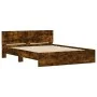 Bed frame with smoked oak headboard 140x200 cm by , Beds and slatted bases - Ref: Foro24-3207487, Price: 151,01 €, Discount: %