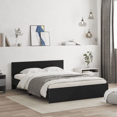 Estructura de cama con cabecero negra 140x190 cm de , Camas y somieres - Ref: Foro24-3207498, Precio: 202,45 €, Descuento: %
