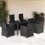 Set de comedor de jardín 7 pzas y cojines ratán sintético negro en Conjuntos de jardín | Comprar online en Foru.es