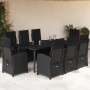 Set de comedor de jardín 9 pzas y cojines ratán sintético negro en Conjuntos de jardín | Comprar online en Foru.es