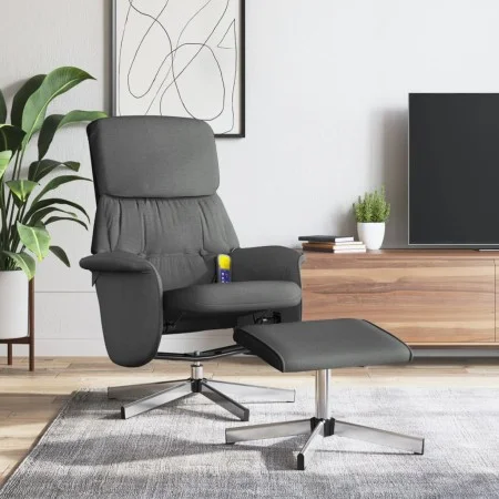 Sillón reclinable de masaje con reposapiés tela gris oscuro de , Sillones - Ref: Foro24-356679, Precio: 134,38 €, Descuento: %
