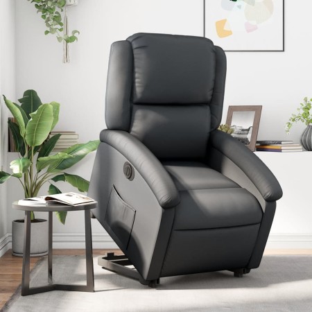 Sillón reclinable eléctrico elevable cuero auténtico negro de , Sillones - Ref: Foro24-3204270, Precio: 438,31 €, Descuento: %