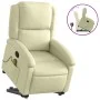 Sillón reclinable elevable cuero auténtico color crema de , Sillones - Ref: Foro24-3204264, Precio: 392,96 €, Descuento: %