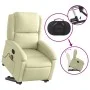 Sillón reclinable elevable cuero auténtico color crema de , Sillones - Ref: Foro24-3204264, Precio: 392,96 €, Descuento: %