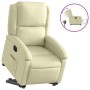 Sillón reclinable eléctrico elevable cuero auténtico crema de , Sillones - Ref: Foro24-3204272, Precio: 442,18 €, Descuento: %