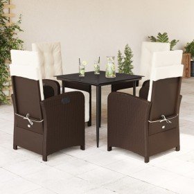Set comedor de jardín 5 piezas y cojines ratán sintético marrón en Conjuntos de jardín | Comprar online en Foru.es