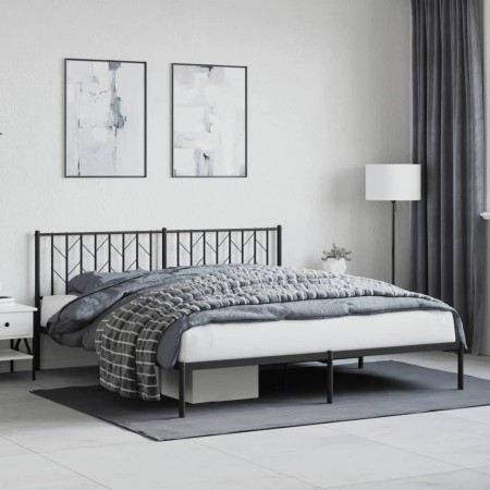 Estructura de cama con cabecero metal negro 180x200 cm de , Camas y somieres - Ref: Foro24-374441, Precio: 128,15 €, Descuent...
