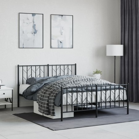 Estructura de cama cabecero y pie de cama metal negro 140x190cm de , Camas y somieres - Ref: Foro24-374455, Precio: 96,82 €, ...