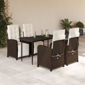 Set comedor de jardín 5 piezas y cojines ratán sintético marrón en Conjuntos de jardín | Comprar online en Foru.es