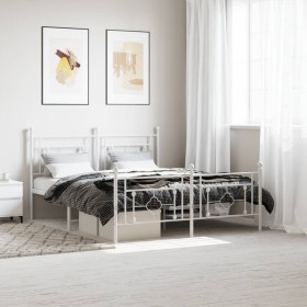 Estructura cama metal con cabecero y estribo blanco 150x200 cm de , Camas y somieres - Ref: Foro24-374408, Precio: 122,60 €, ...